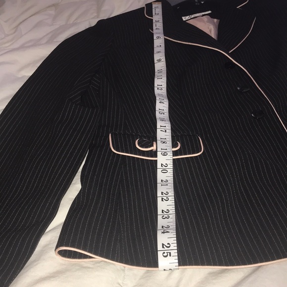 >💜CUTE BLAZER BLACK LIGHT PEACH STRIPES & ACENTS WOMEN’S 10 LIKE NEW CONDITION - Picture 6 of 13
